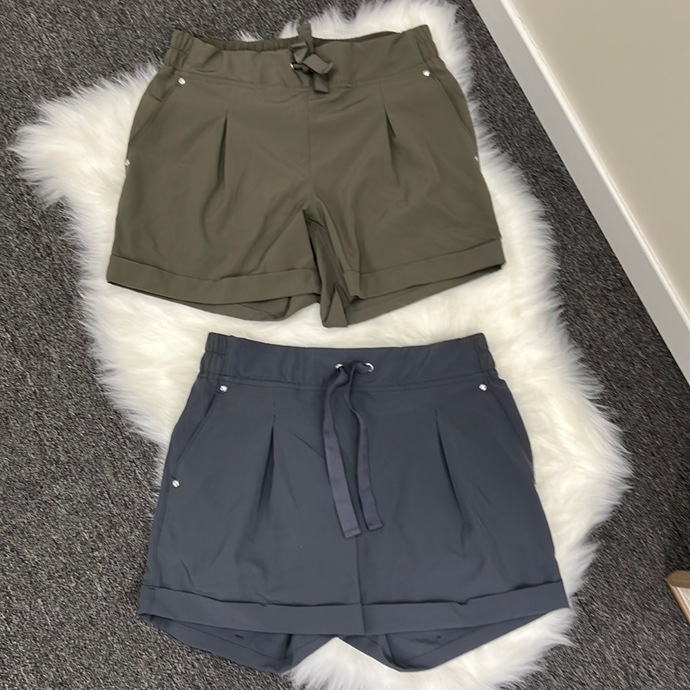 MPG Olive Green and Charcoal Grey Women’s Pull-Tie Shorts